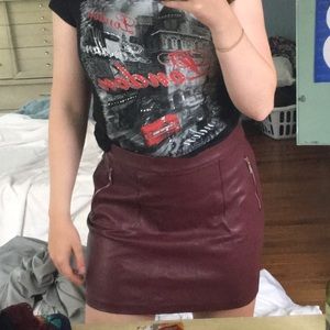 Maroon leather skirt